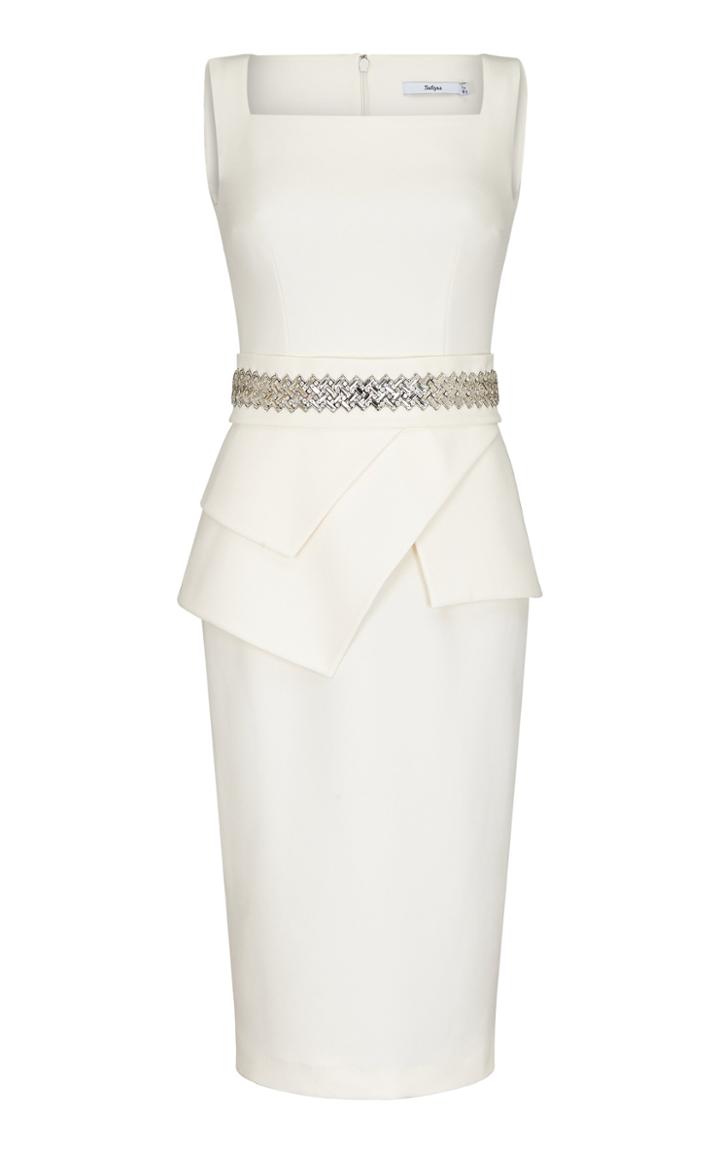 Moda Operandi Safiyaa Donna Crystal Embellished Heavy Crepe Dress