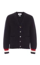 Thom Browne Waffle-knit Striped Wool Cardigan Size: 1