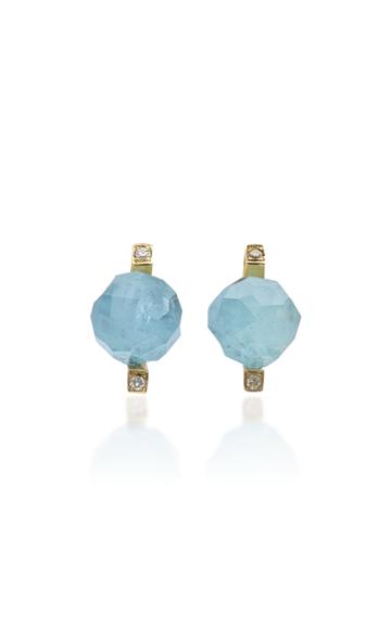 Yael Sonia Rock Aquamarine, Diamond 18k Yellow Gold Stud Earrings