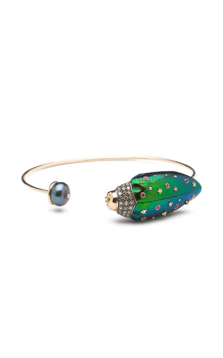 Bibi Van Der Velden Scarab And Pearl Bangle