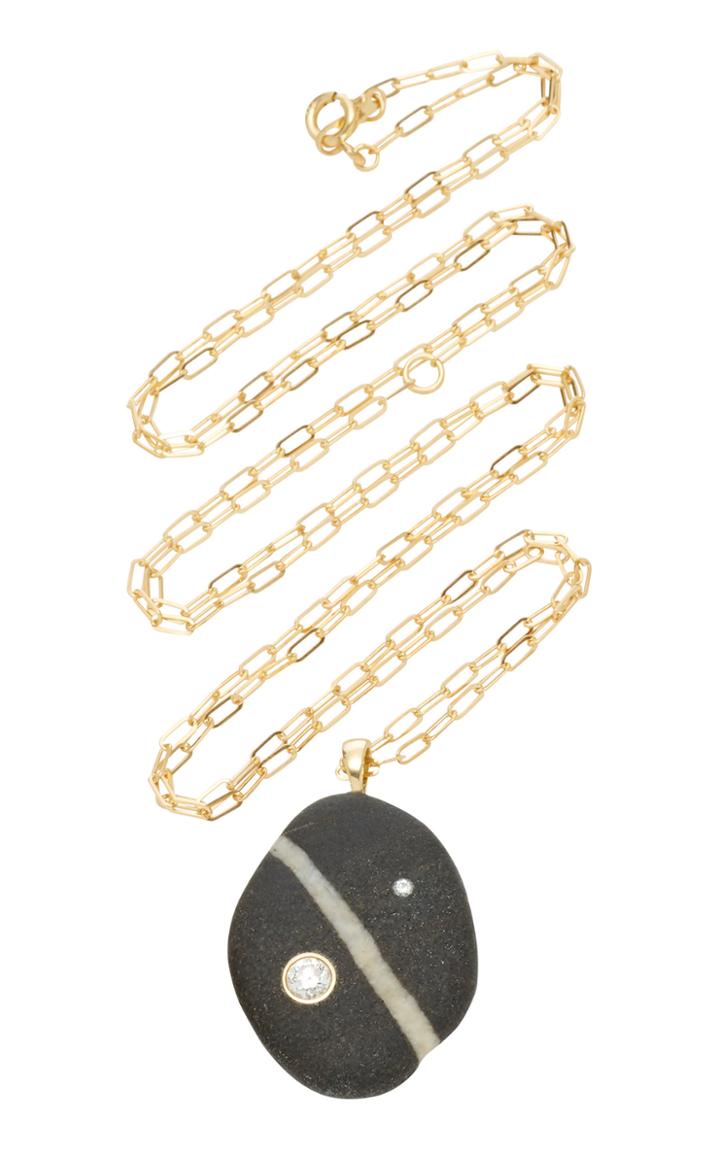 Cvc Stones Broadway 18k Gold Diamond And Beach Stone Necklace
