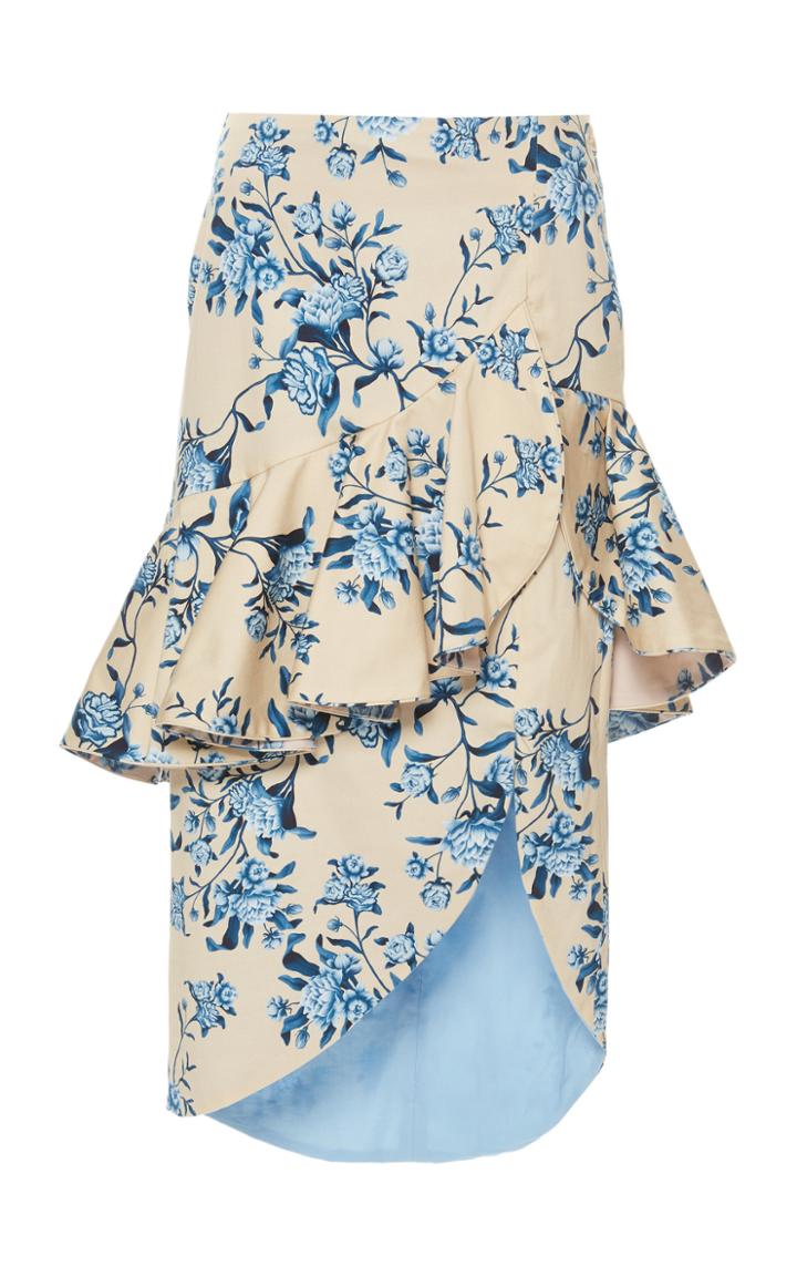 Johanna Ortiz Entre Dos Aguas Floral Cotton Sateen Skirt