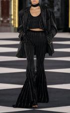 Moda Operandi Balmain Crystal-striped Jersey Flared Pants Size: 36