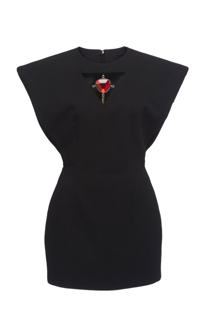 Christopher Kane Wide Shoulder Wool Gemstone Dress