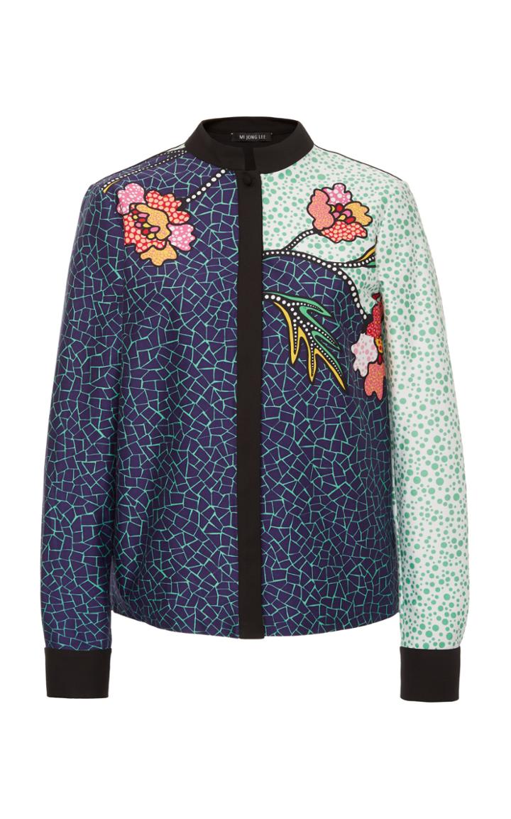 Mi Jong Lee Mandarin Cotton-blend Collar Shirt Jacket