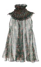 Caroline Constas Lurex Smocked Neck Blouse