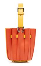 Sara Battaglia Plisse Mini Leather Bucket Bag
