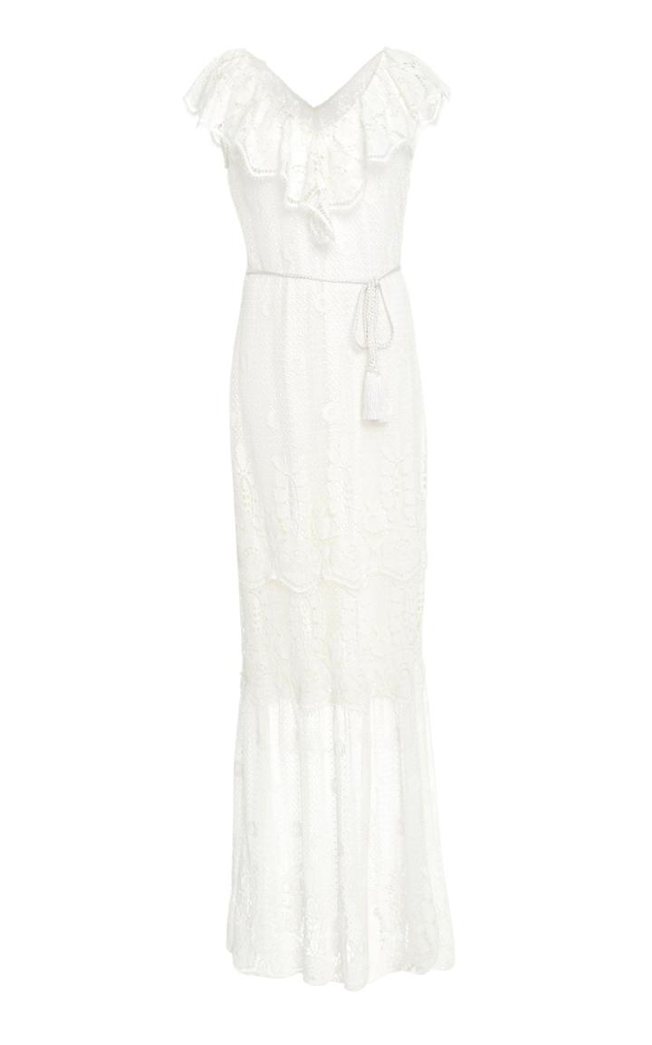 Miguelina Audrey Scallop Lace Ruffle Dress