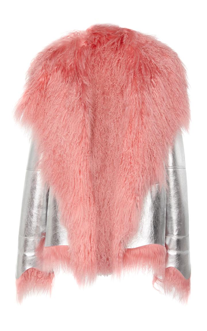 Michael Kors Collection Metallic Leather Shearling Jacket