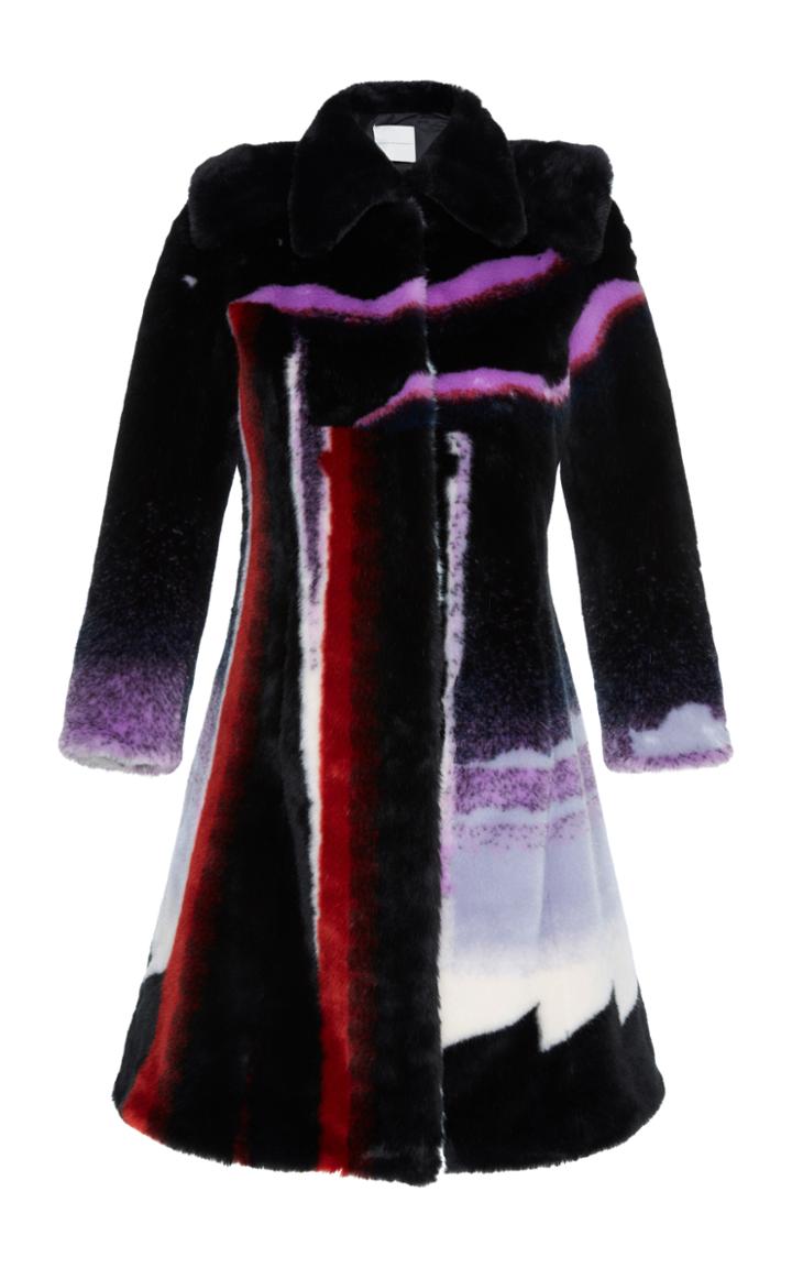 Marco De Vincenzo Pink Chimneys Faux Fur Coat