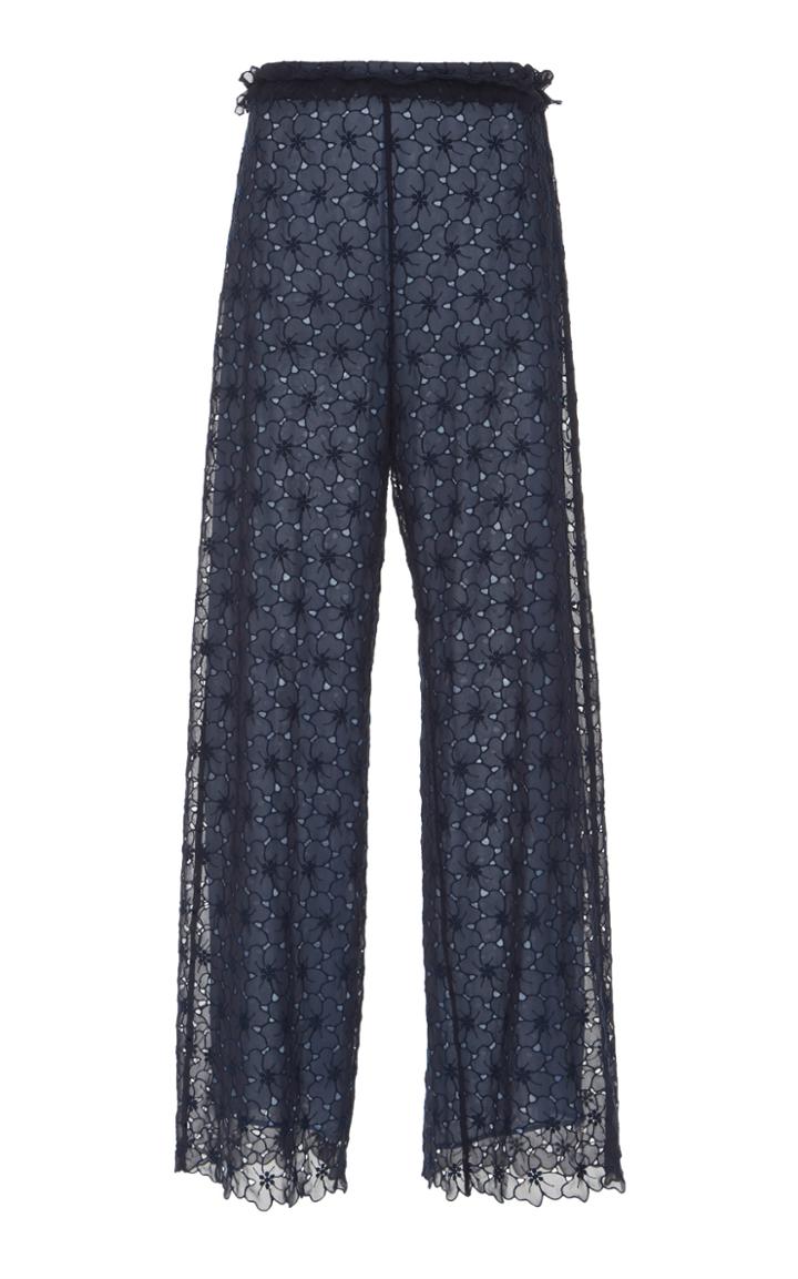 Luisa Beccaria Georgette Eyelet Floral Pants
