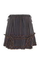Anna Sui Jacquard And Stripe Denim Twill Skirt