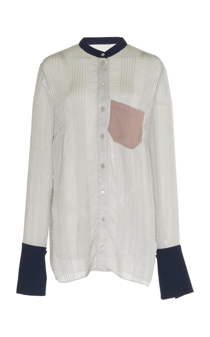 Roland Mouret Maybach Color-blocked Crepe De Chine Blouse