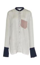 Roland Mouret Maybach Color-blocked Crepe De Chine Blouse