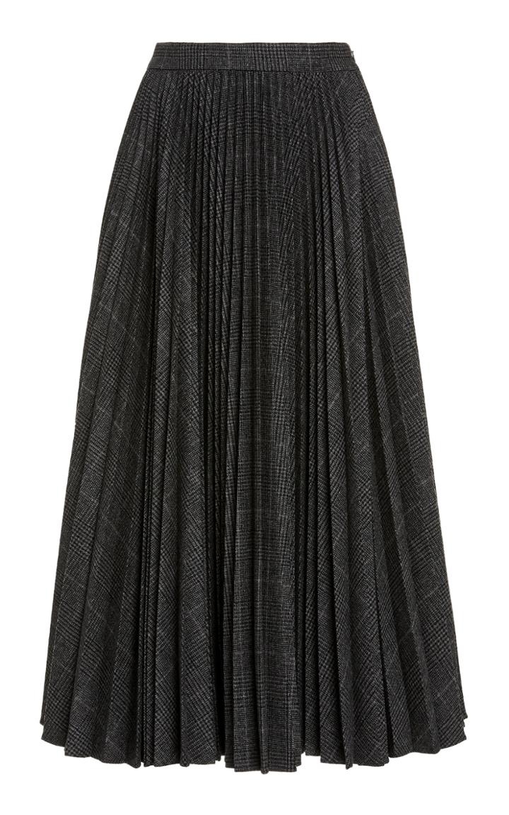 Moda Operandi Michael Kors Collection Pleated Stretch Flannel Flared Skirt