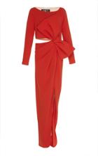 Paule Ka Satin Cutout Bow Gown