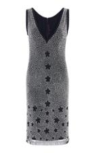 Joanna Mastroianni V-neck Stars Embroidered Dress
