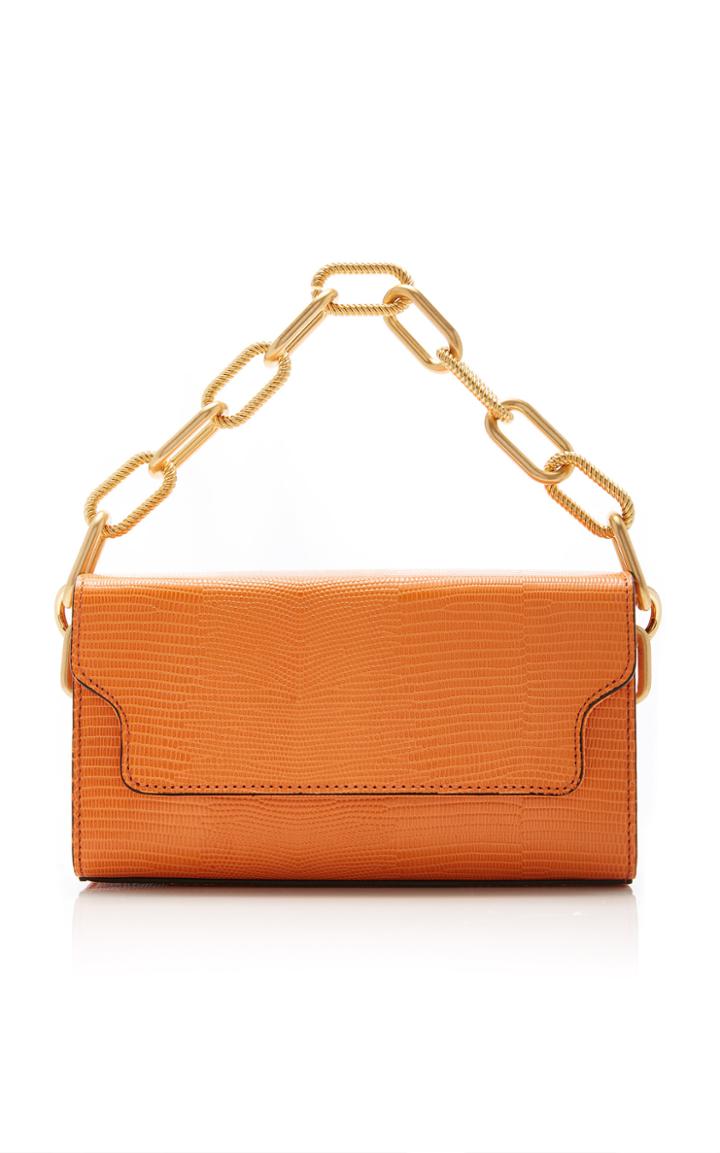 Moda Operandi Marge Sherwood Clutch Box And Chain Lizard-effect Leather Top Handle