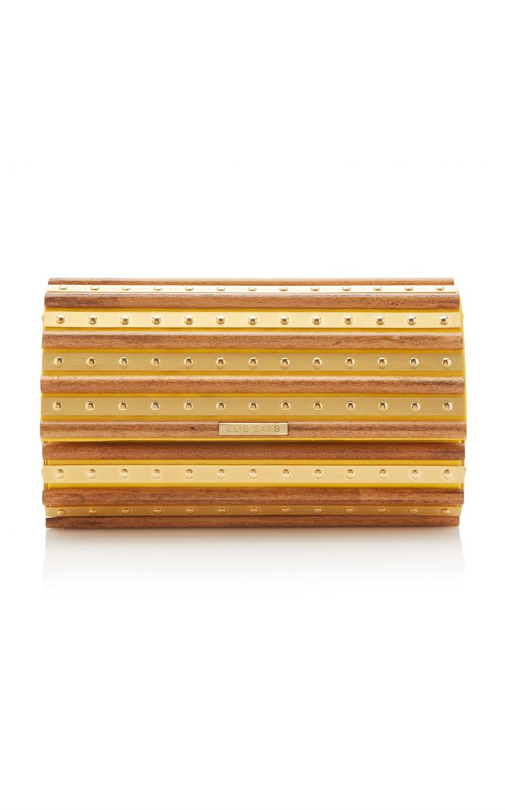 Elie Saab Studded Wooden Clutch
