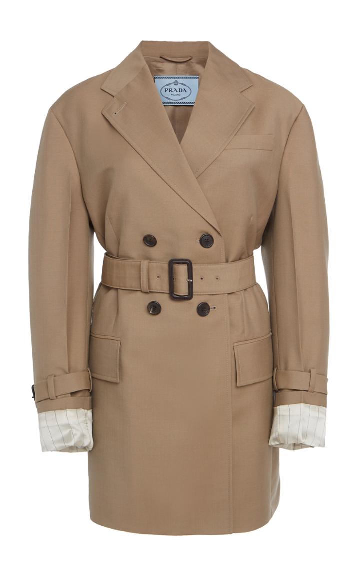 Prada Belted Mohair Double Breasted Blazer