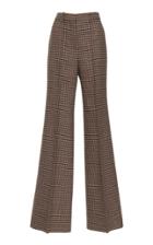 Victoria Beckham Plaid Tweed High-waisted Wool Wide-leg Pants