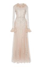 Valentino Embellished Sequin Long Sleeve Gown