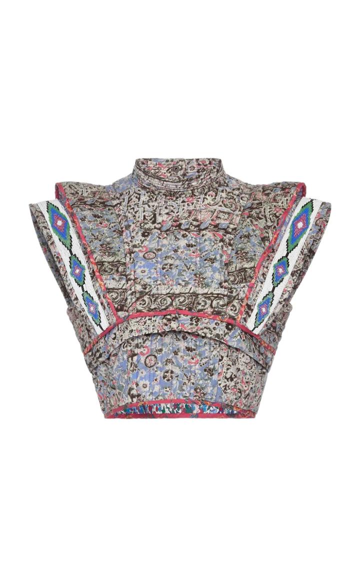 Moda Operandi Isabel Marant Frazao Printed Sleeveless Cotton Cropped Top Size: 34