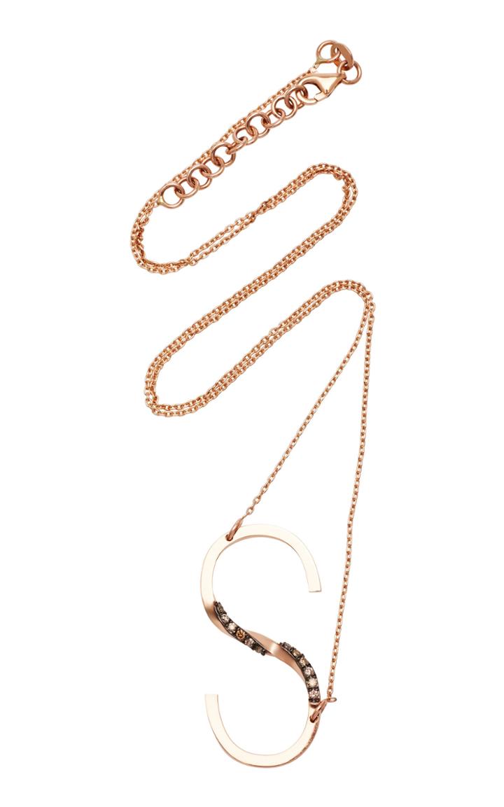 Tullia Initial S 14k Rose Gold Diamond Necklace