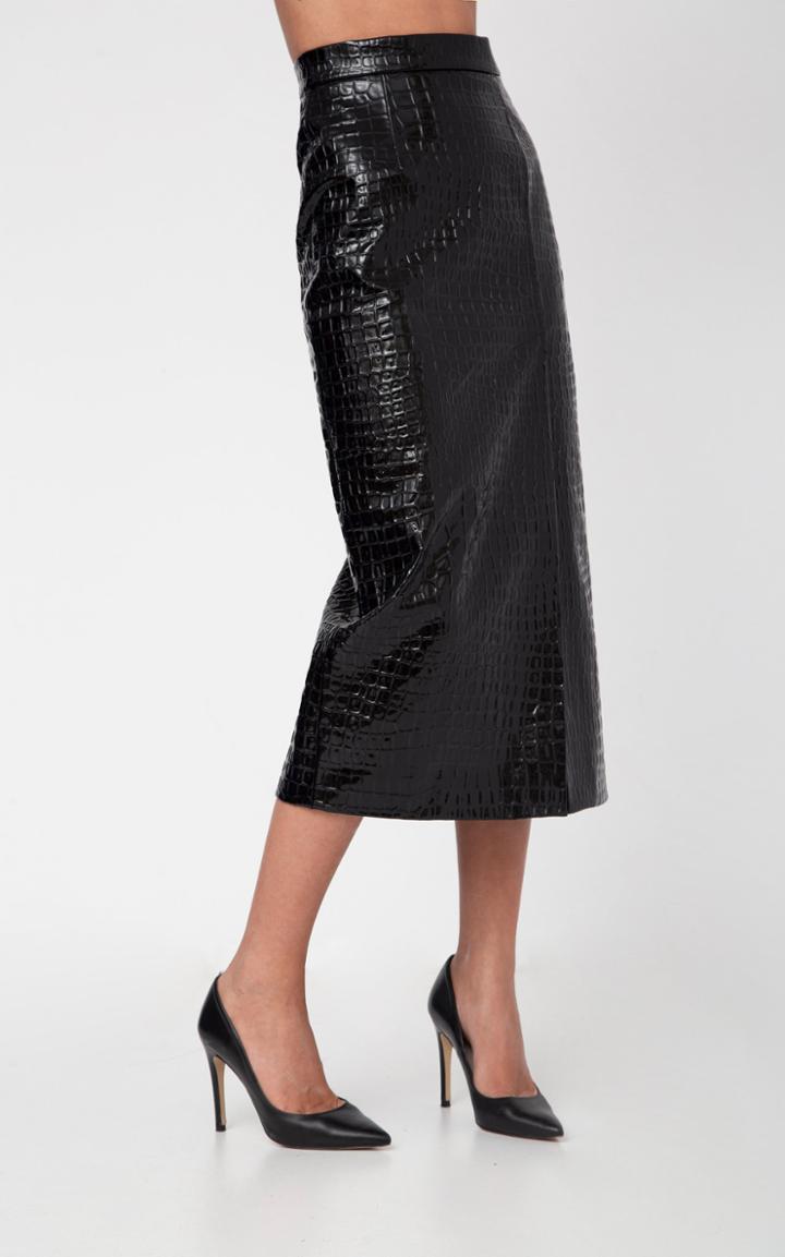 Aleksandre Akhalkatsishvili Crocodile Textured Slit Pencil Skirt