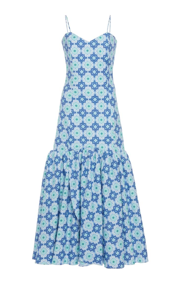 Rebecca De Ravenel Daffodil Printed Tiered Cotton Pique Dress