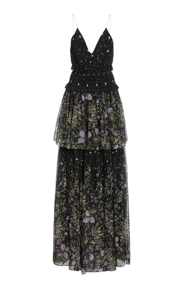 Moda Operandi Amur Mariposa Floral-print Silk-blend Gown