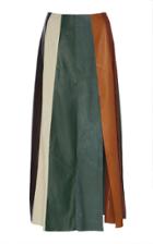 Salvatore Ferragamo Paneled Multicolor Leather And Suede Midi Skirt