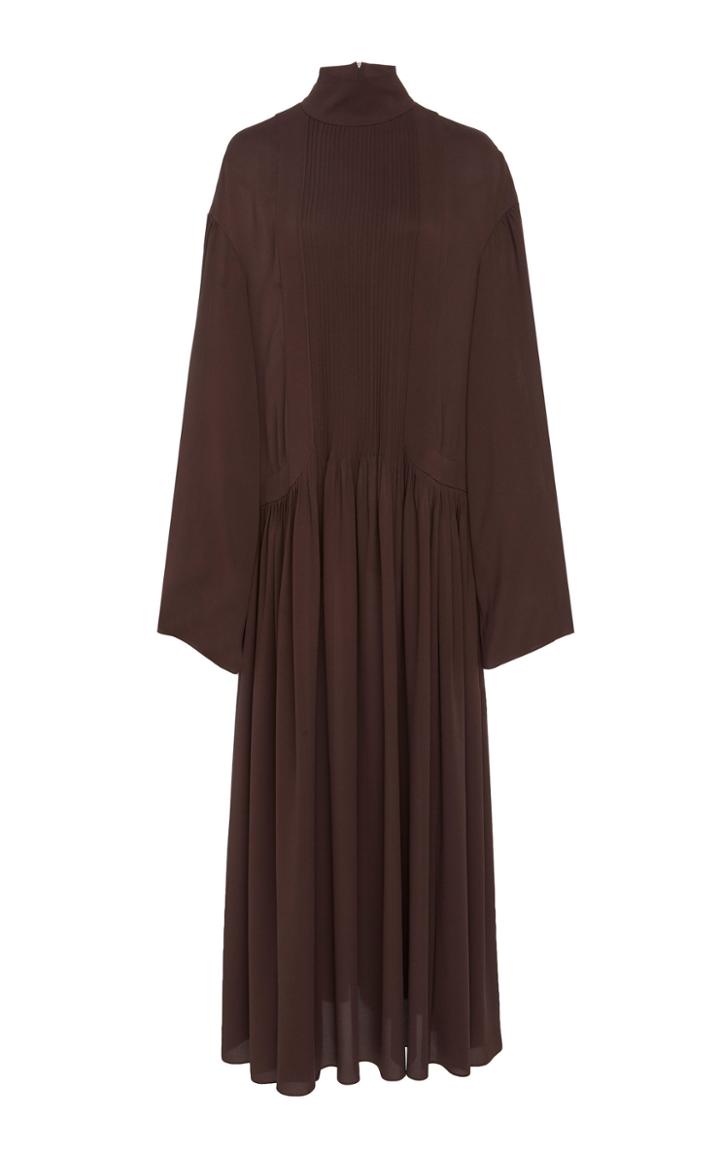 The Row Teresa Gathered Silk Midi Dress