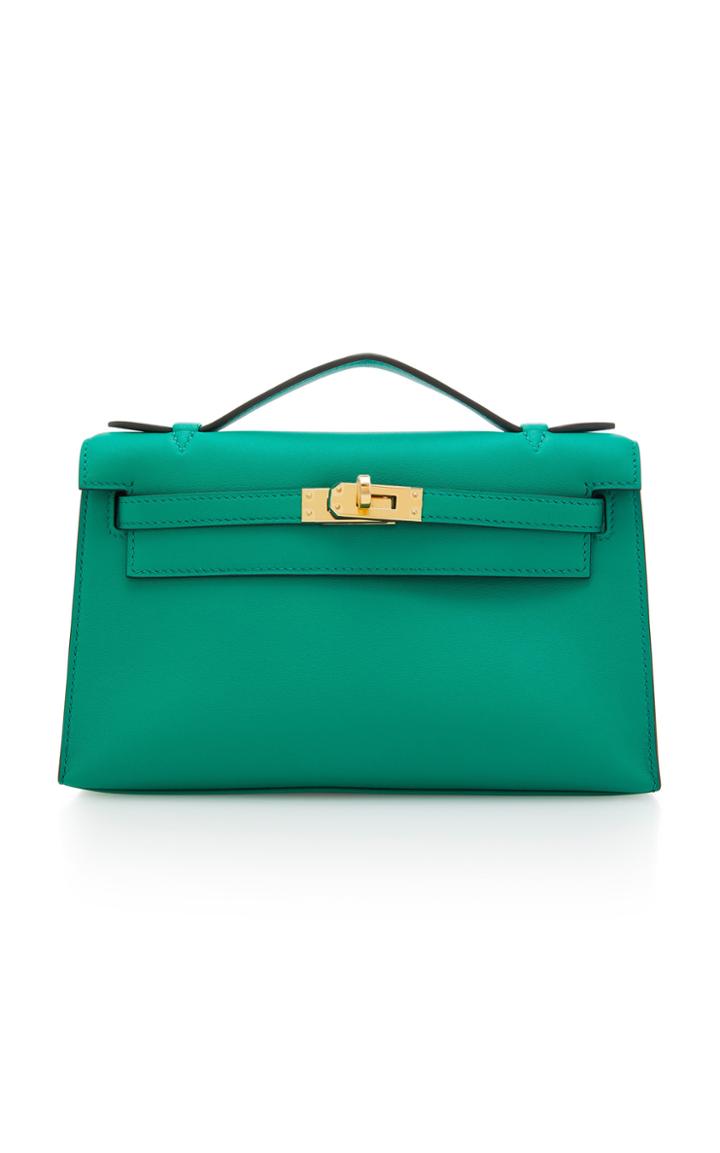 Herms Vintage By Heritage Auctions Hermes Vert Vertigo Swift Leather Kelly Pochette