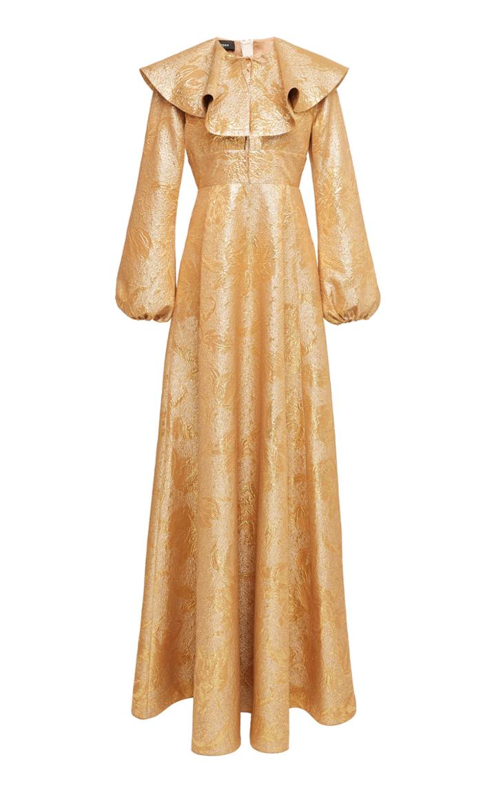 Rochas Ormal Ruffled Long Sleeve Gown