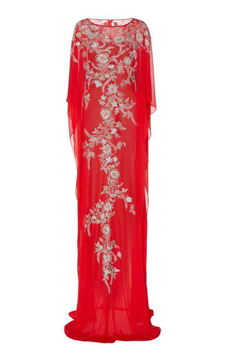Naeem Khan Metallic-trim Georgette Caftan