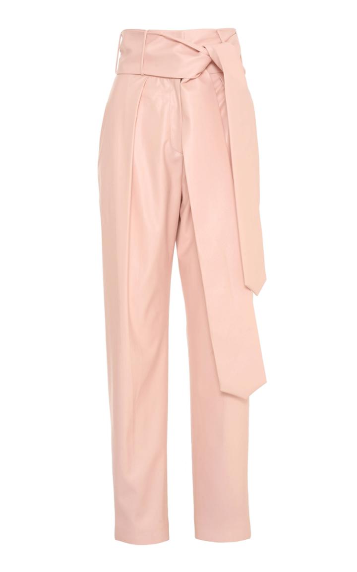 Anouki Pin Tucked Leather-effect Wide-leg Pants