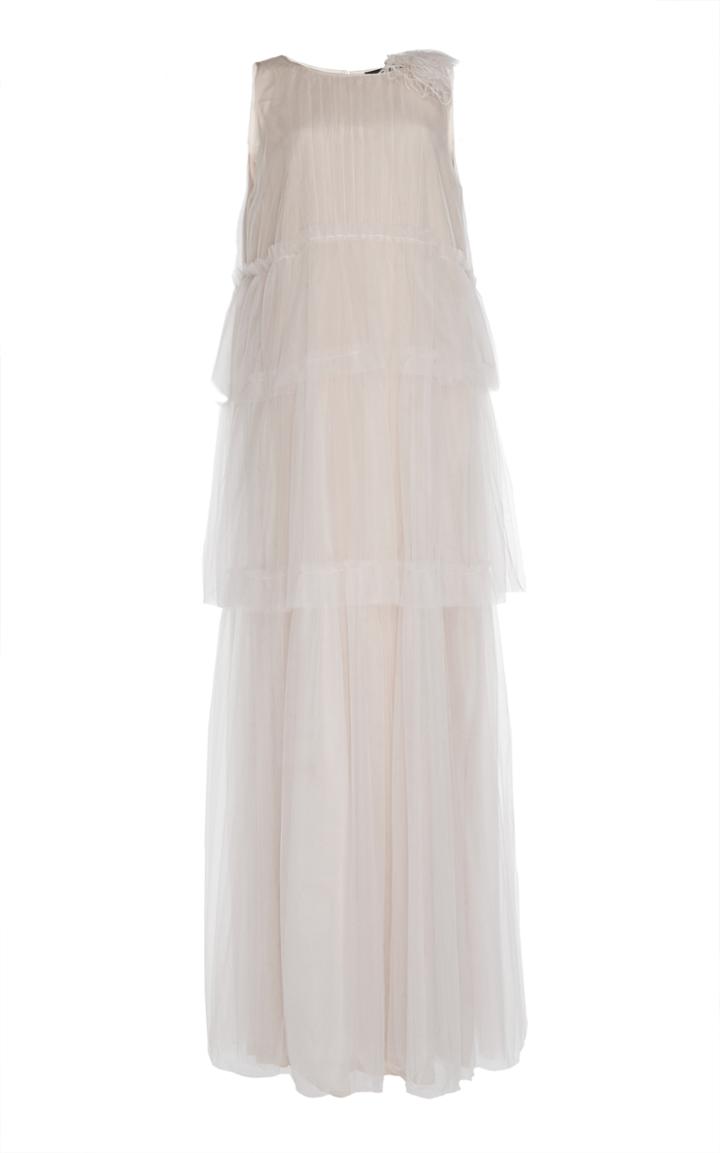 Paule Ka Tiered Tulle Gown With Floral Detail