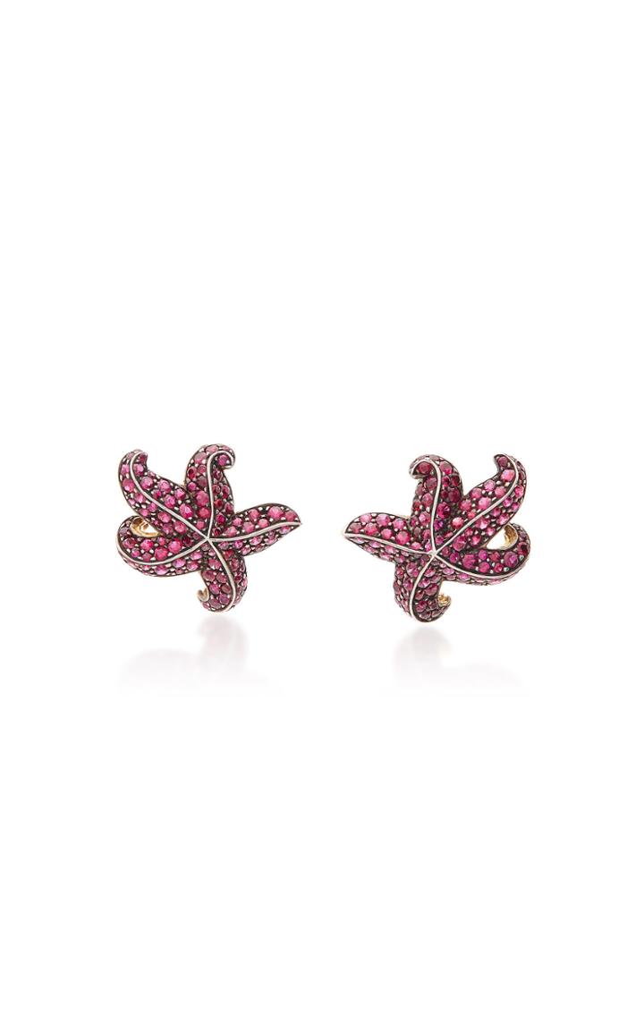 Gioia Etoile De Mer 18k Gold And Ruby Earrings