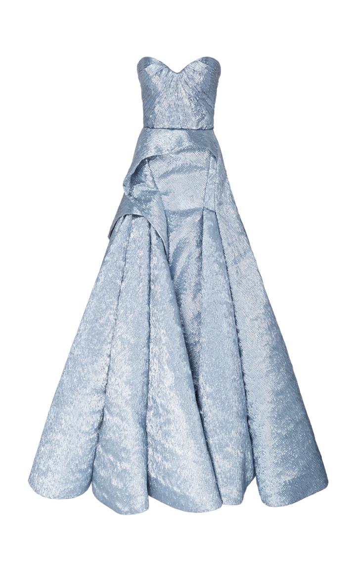 Moda Operandi Zac Posen Pleated Cloqu Gown Size: 0