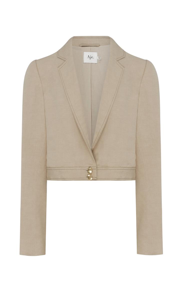 Moda Operandi Aje Consonance Linen-blend Cropped Blazer
