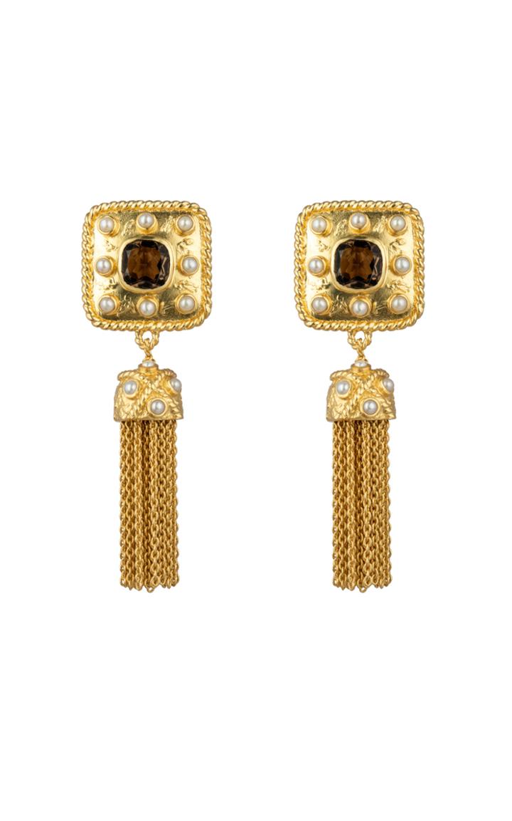 Moda Operandi Valre Winona 24k Gold-plated Smoky Quartz Earrings