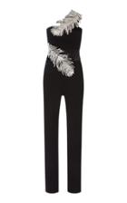 David Koma Feather Embroidered Strapless Jumpsuit