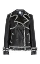 Huishan Zhang Mia Tweed-trim Faux-leather Jacket