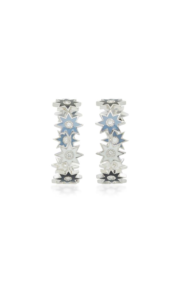 Colette Jewelry 18k White Gold Enamel And Diamond Earrings