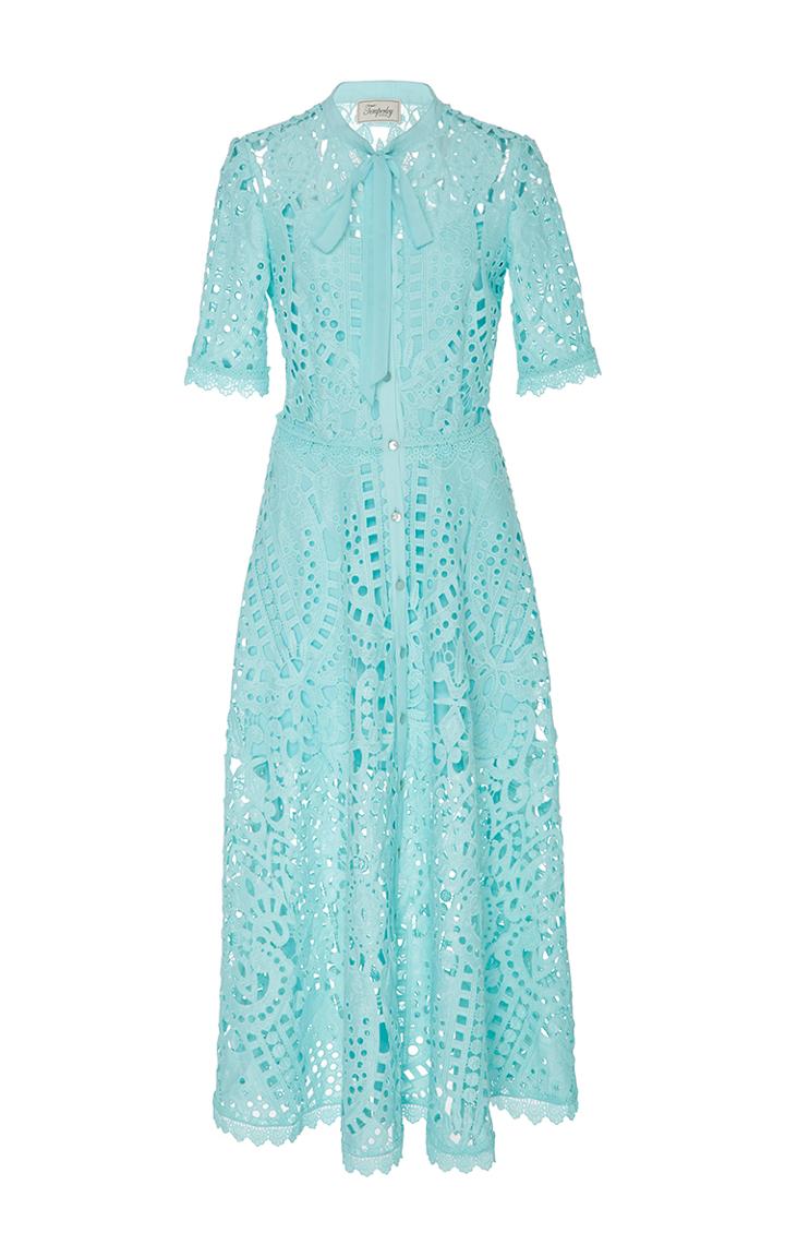 Temperley London Berry Lace Neck Tie Dress
