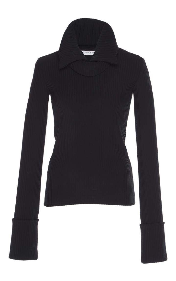 Wanda Nylon Rib Knit Polo Top