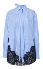 Valentino Oversized Lace-detailed Striped Cotton Shirt