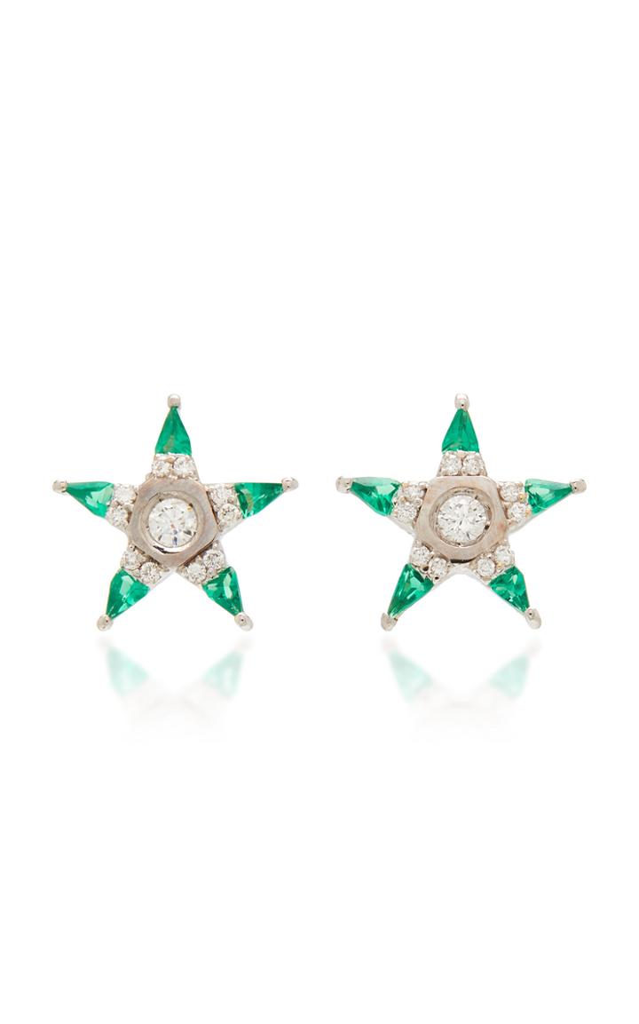 Melis Goral Mars 18k Gold Diamond And Tsavorite Earrings
