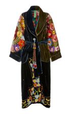 Rianna + Nina Exclusive Belted Silk-embroidered Velvet Coat